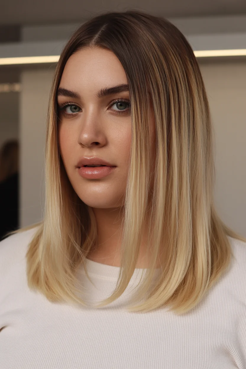 slimming summer haircuts for plus size women 2026 Straight Mid-Length Cut with Soft Ends