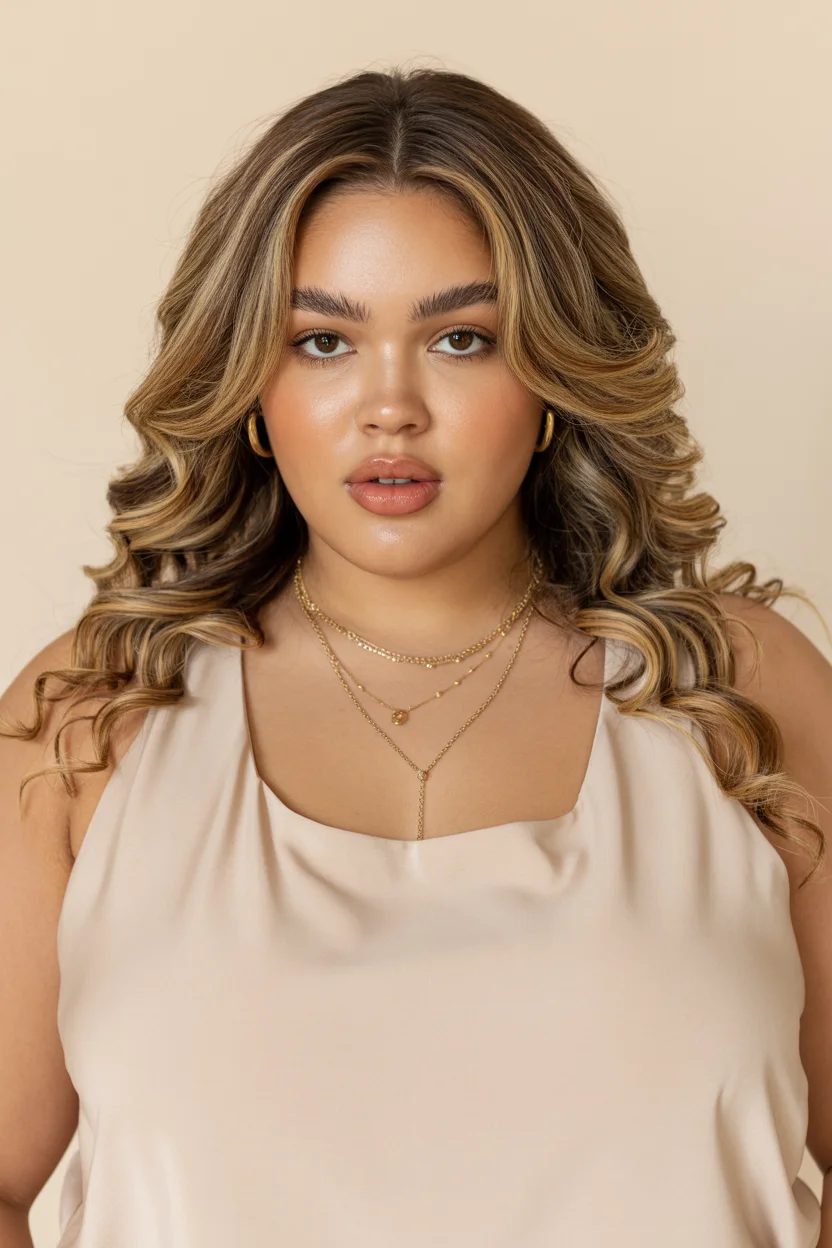 slimming summer haircuts for plus size women 2026 Defined Long Glam Waves