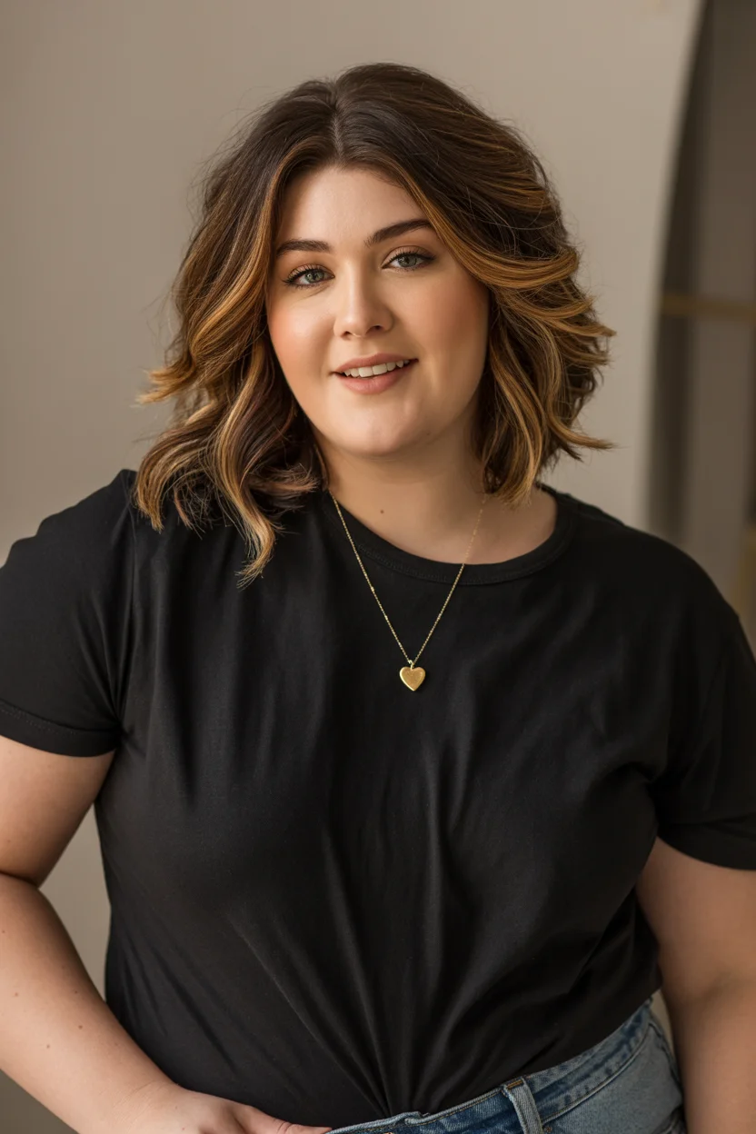 slimming summer haircuts for plus size women 2026 Textured Shoulder-Length Waves