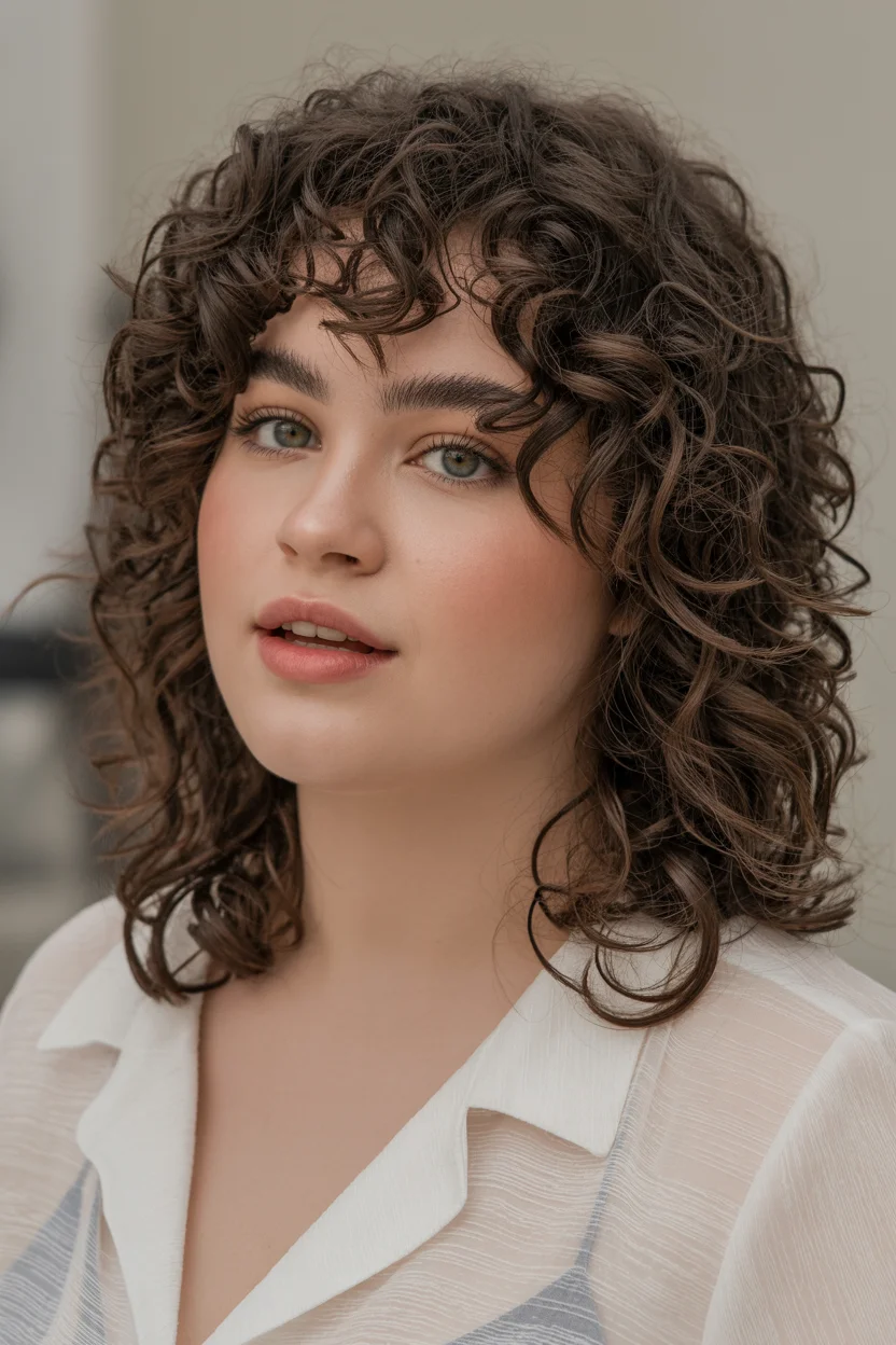 slimming summer haircuts for plus size women 2026 Curly Shag with Volume