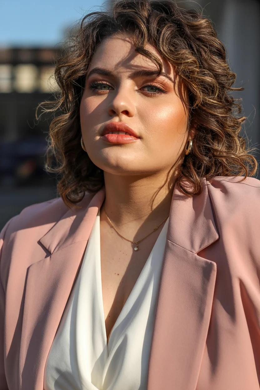 slimming summer haircuts for plus size women 2026 Sunlit Curly Bob