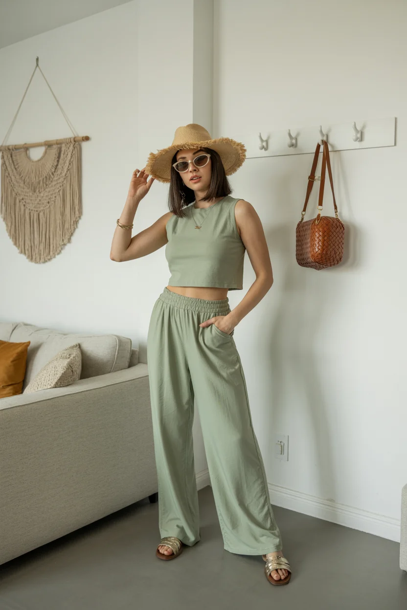 stylish mom outfits summer 2026 Soft Green Sets That Feel Like Instant Calm