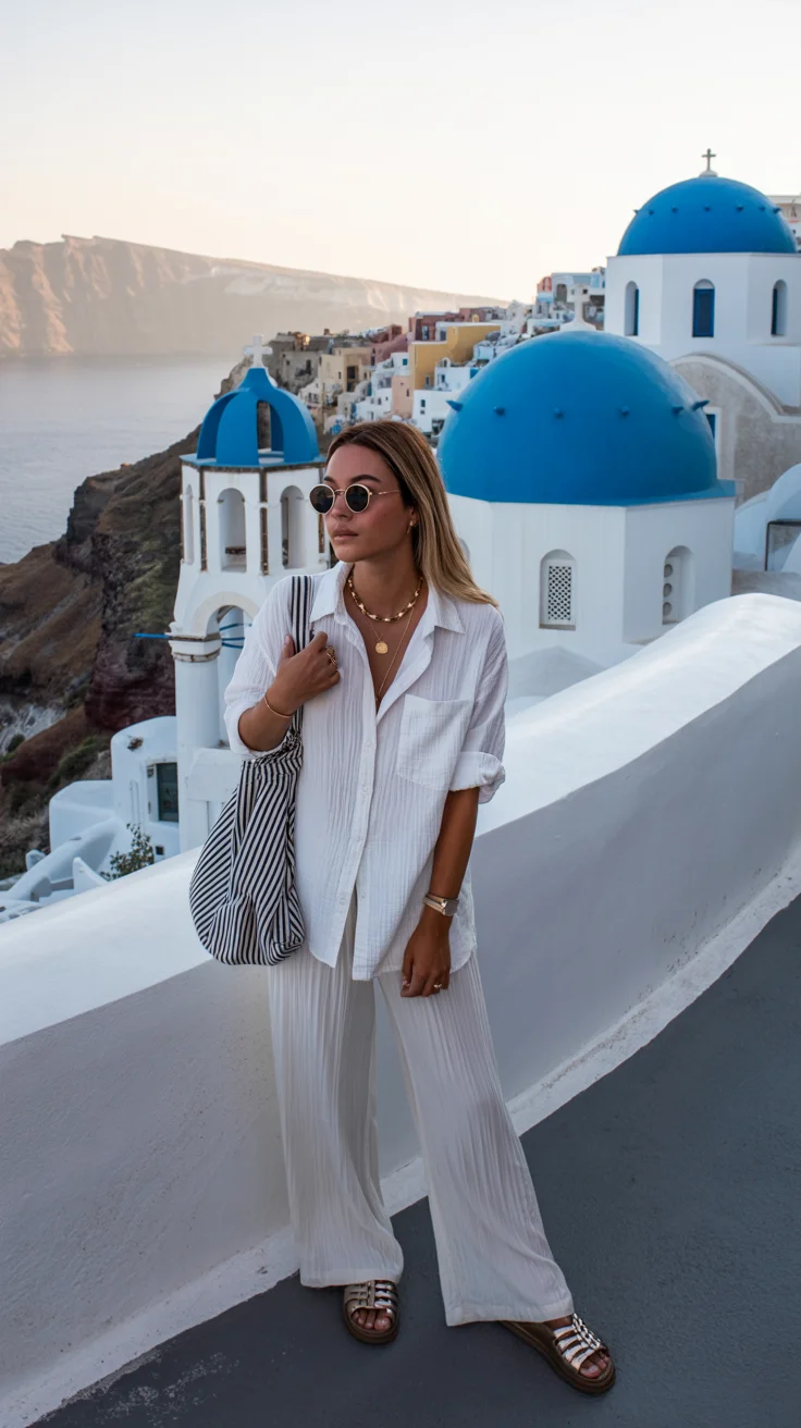 Summer Beach Outfit For Women 2026 All-White Travel Ease with Mediterranean Minimalism