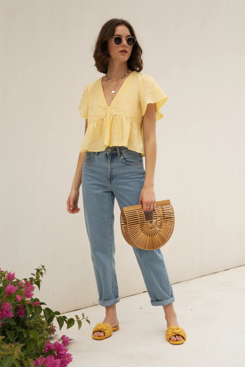 summer blouses for women 2026 Lightweight Romance in Soft Yellow Layers