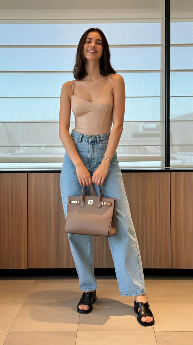 summer bodysuit outfits for women 2026 Soft Sculpt The Elevated Neutral Bodysuit with Denim