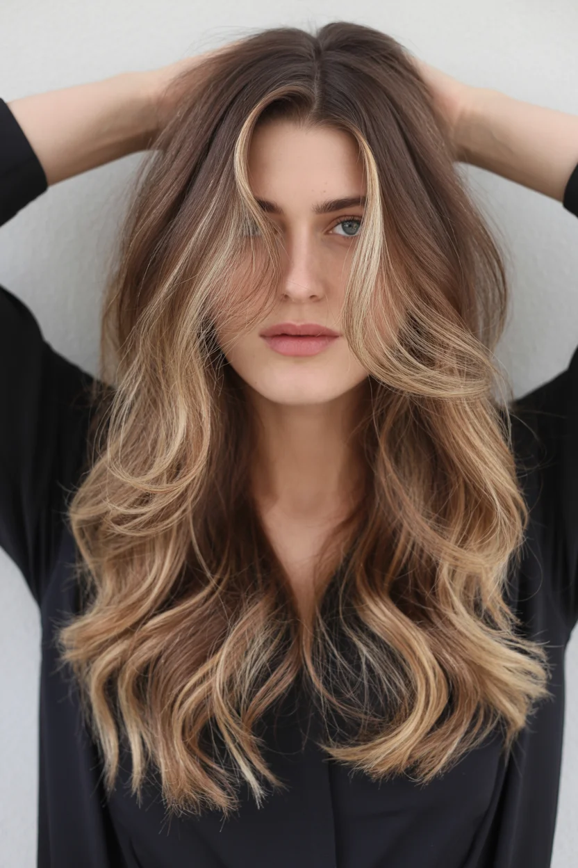 summer brunette hair color for women 2026 High-Lift Brunette Balayage with Bold Blonde Dimension
