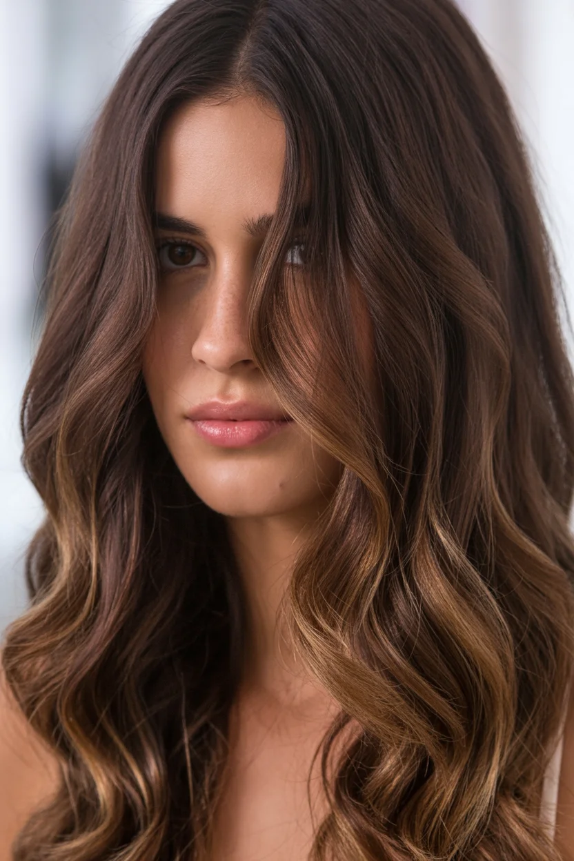 summer brunette hair color for women 2026 Sunlit Brunette Melt with Natural Beach Texture