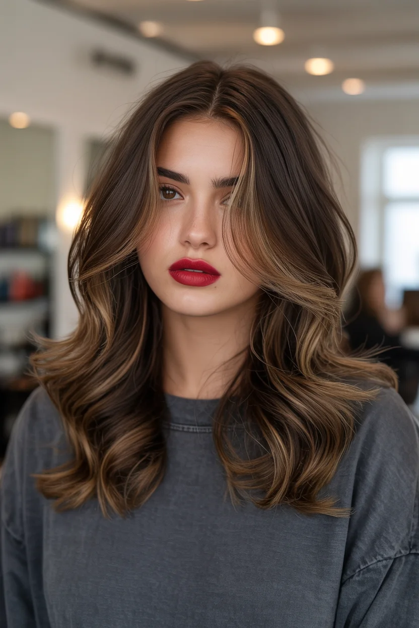 summer brunette hair color for women 2026 Soft Glam Brunette with Defined Face-Framing Dimension