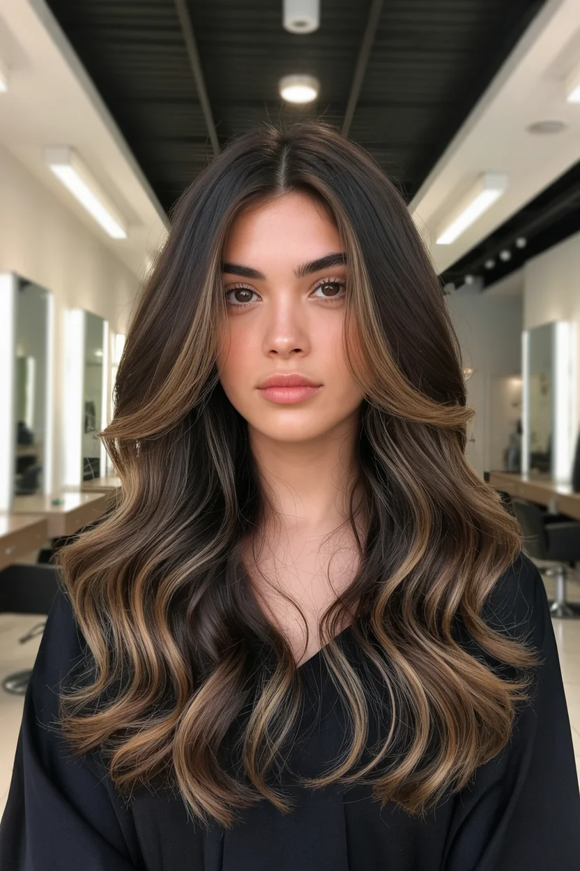 summer brunette hair color for women 2026 Dimensional Chocolate Waves with Face-Framing Light