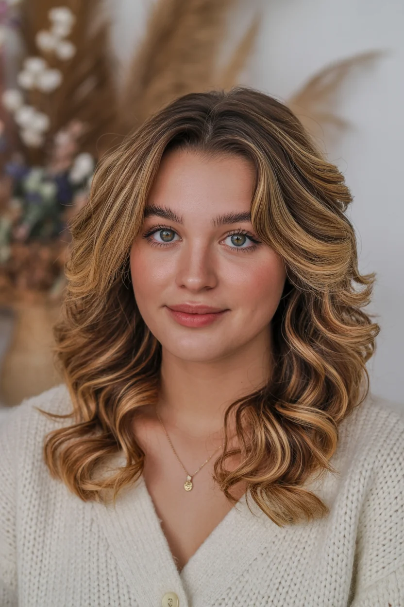 summer brunette hair color for women 2026 Golden Honey Brunette with Defined Summer Waves