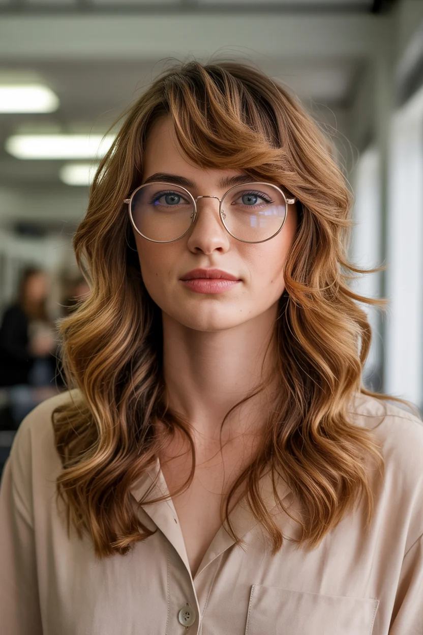 summer brunette hair color for women 2026 Caramel Copper Brunette with Soft Retro Movement
