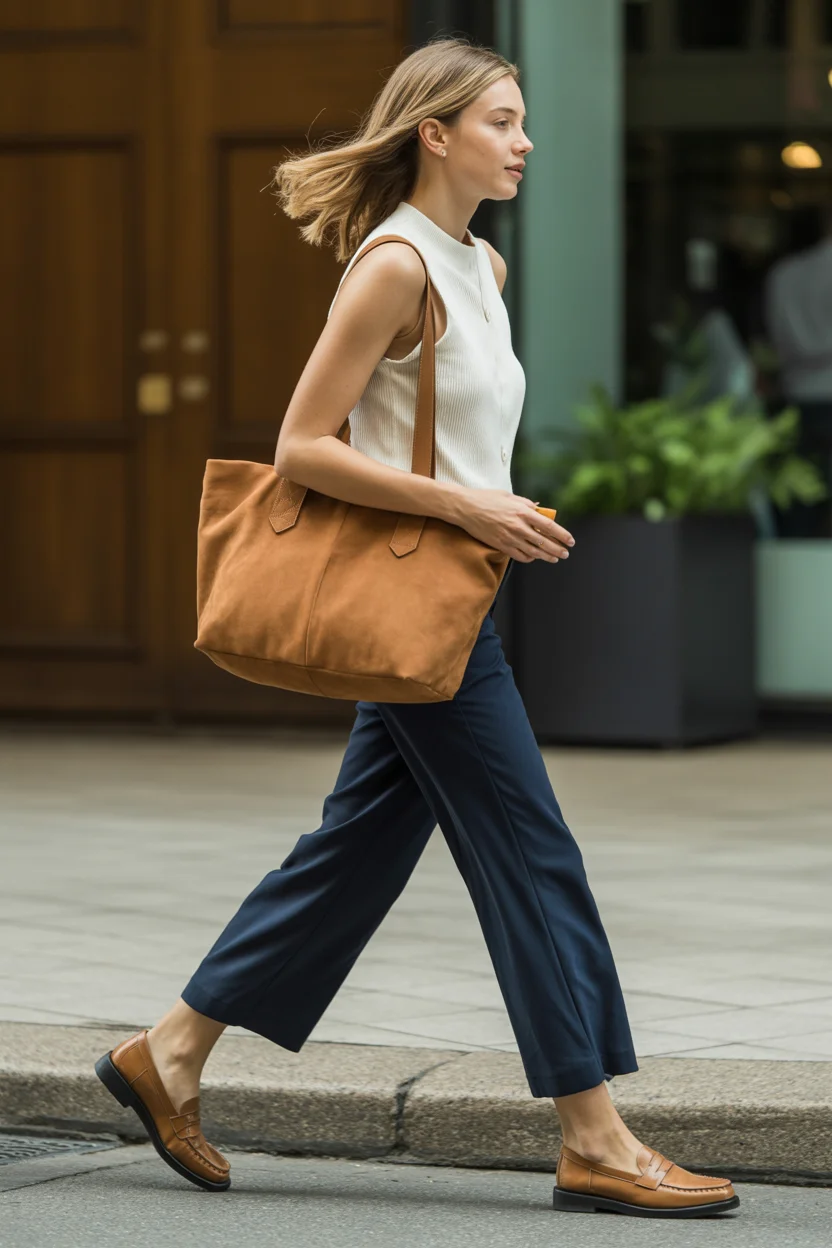 summer business casual outfit for women 2026 Relaxed City Movement with a Sleeveless Top and Cropped Trousers