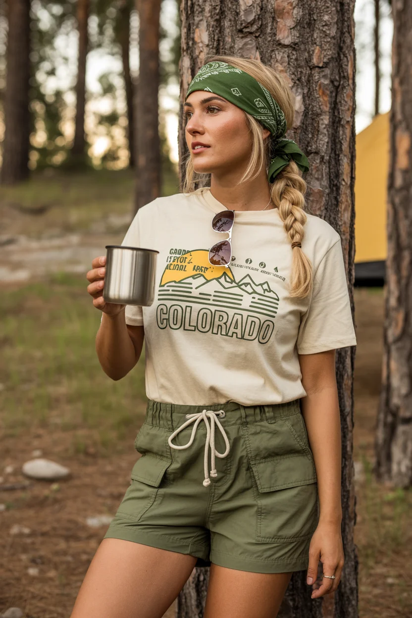 summer camping outfits for women 2026 campfire graphic comfort with a personal twist