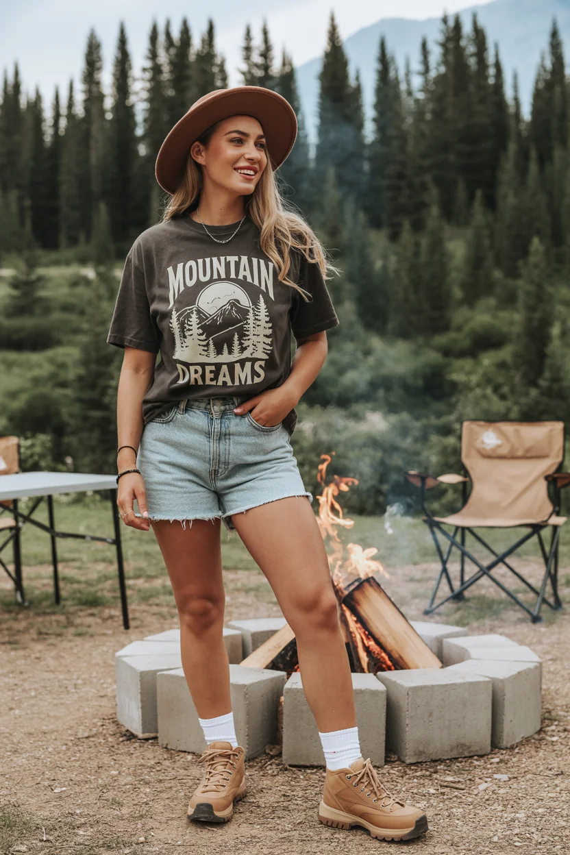 summer camping outfits for women 2026 classic campground style with a soft vintage feel