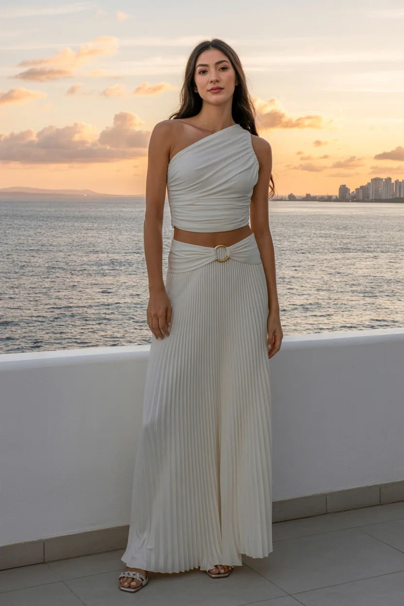 summer crop top outfits for women 2026 Modern Goddess Energy in Soft Neutrals