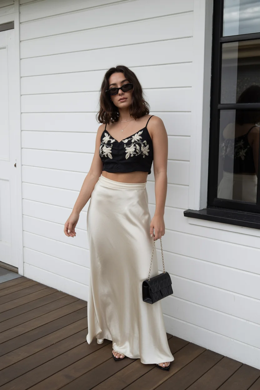 summer crop top outfits for women 2026 Evening Ease with a Hint of Vintage