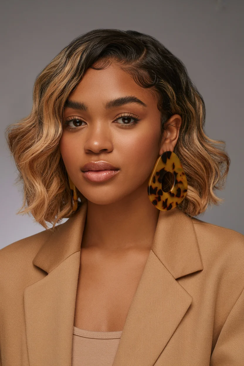 summer hair color for dark skin women 2026 Soft Beige Blonde Waves With Polished Edge