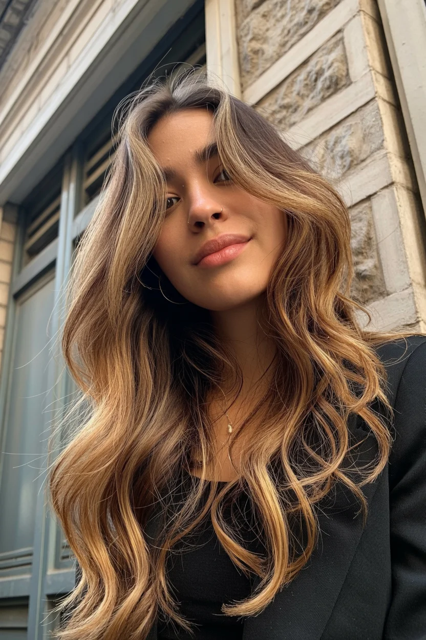 summer hair color for tan skin women 2026 Warm Sandstone Waves With Lived In Depth