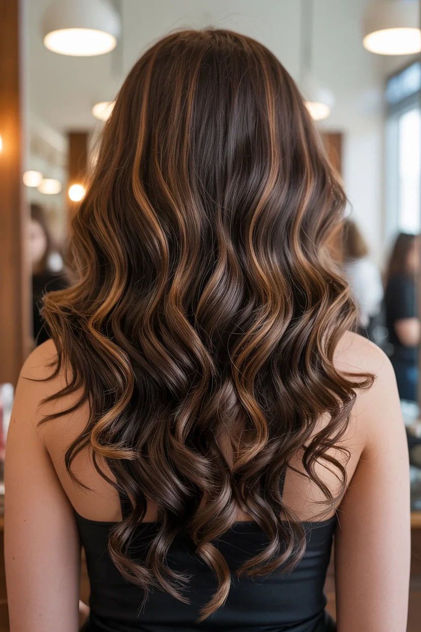 summer hair color for tan skin women 2026 Dimensional Brunette With Caramel Threading