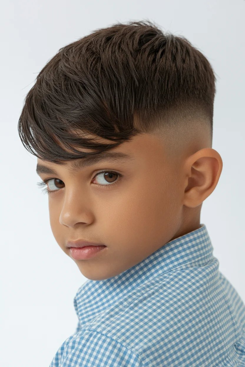 Summer haircuts for boys 2026 Soft Fringe Fade - The Balanced Modern Cut