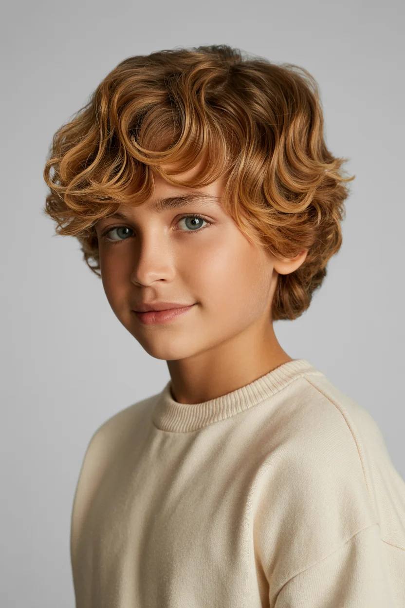 Summer haircuts for boys 2026 Soft Golden Curls - The Sunlit Volume Look