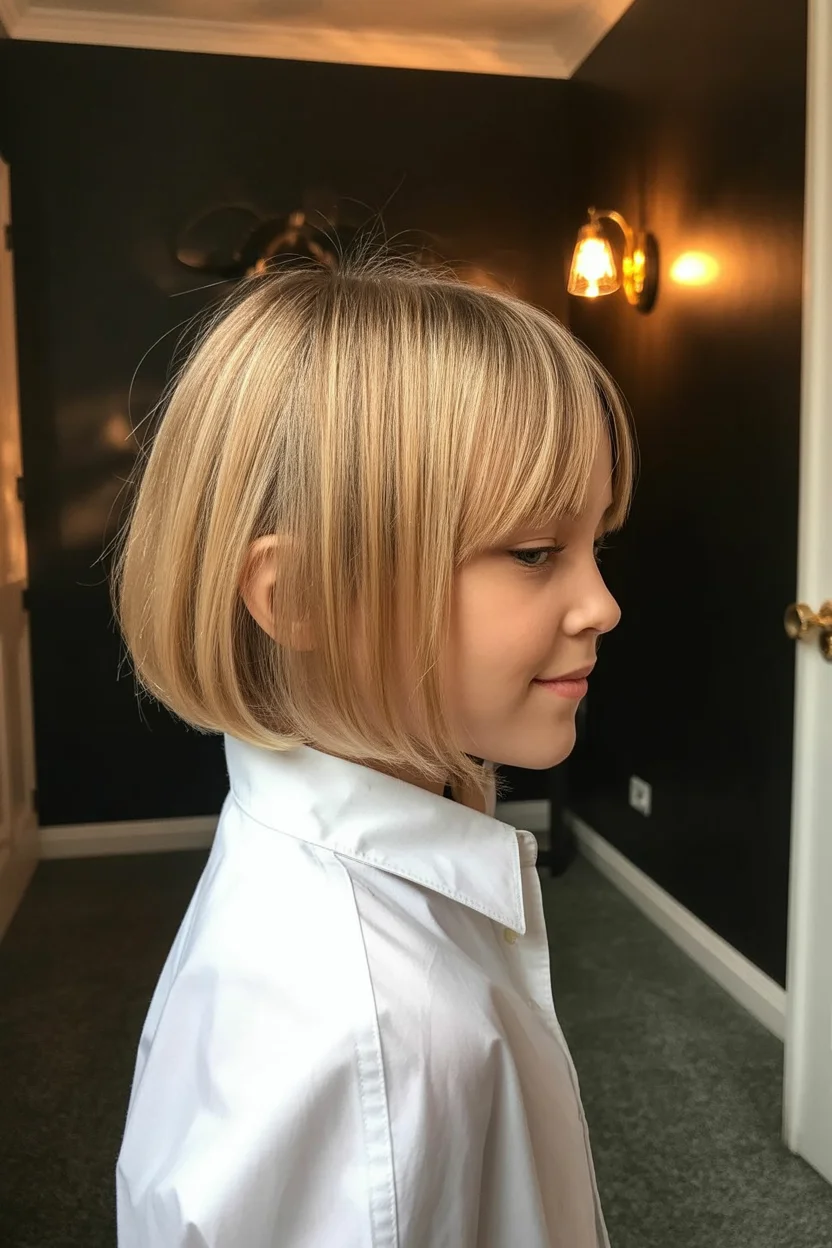Summer haircuts for girls 2026 French-Inspired Bob with Light Fringe