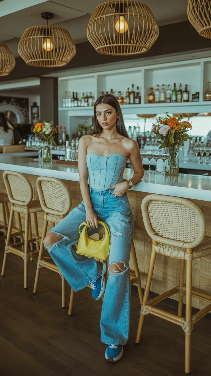 summer night going out outfits 2026 Corset Denim and Casual Cool Energy