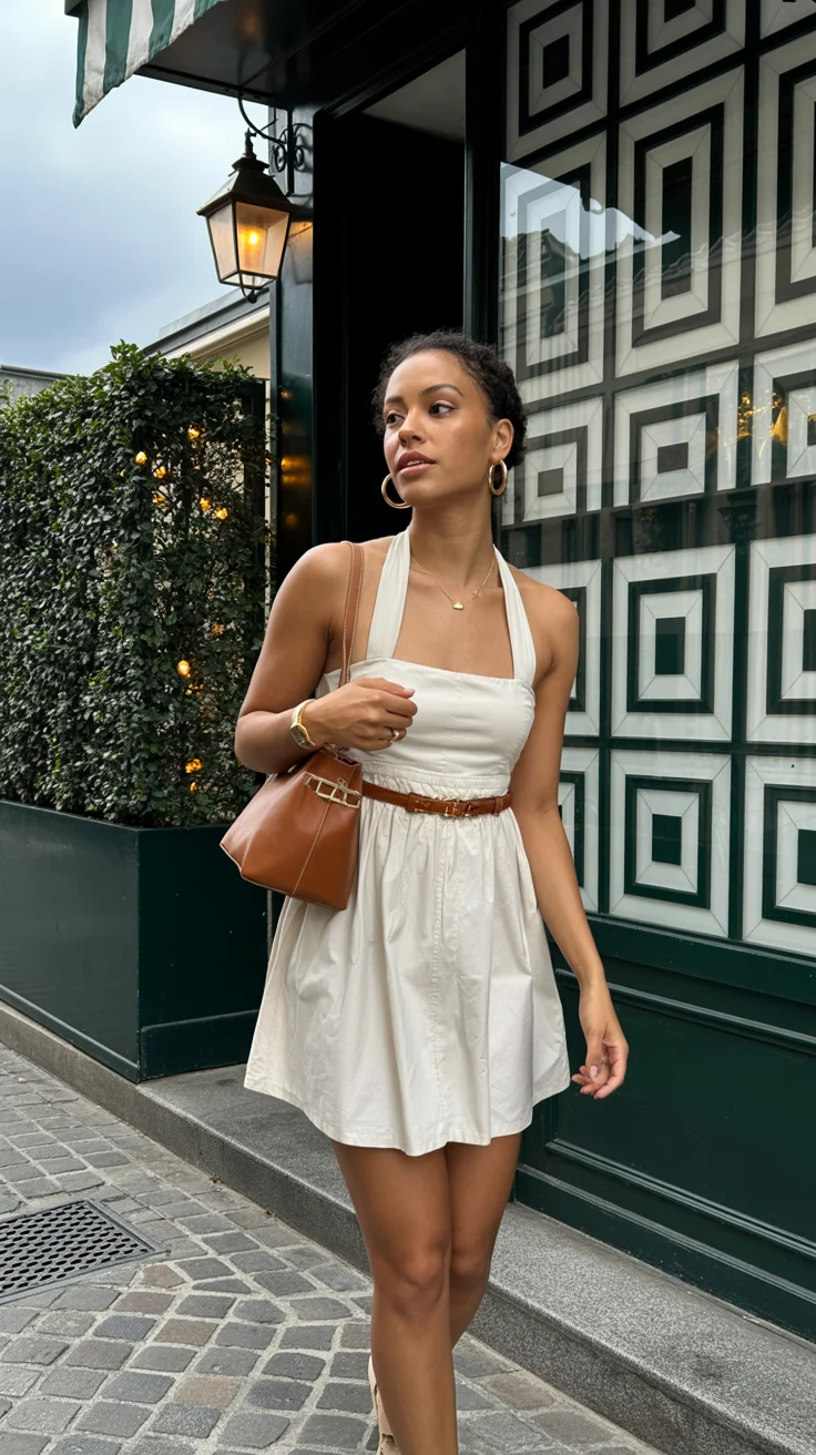 summer night going out outfits 2026 Minimal Halter Dress with Effortless Structure