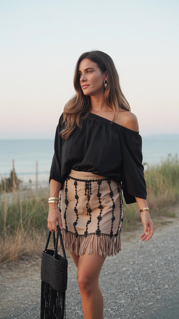 summer night going out outfits 2026 Off-Shoulder Ease with Statement Texture