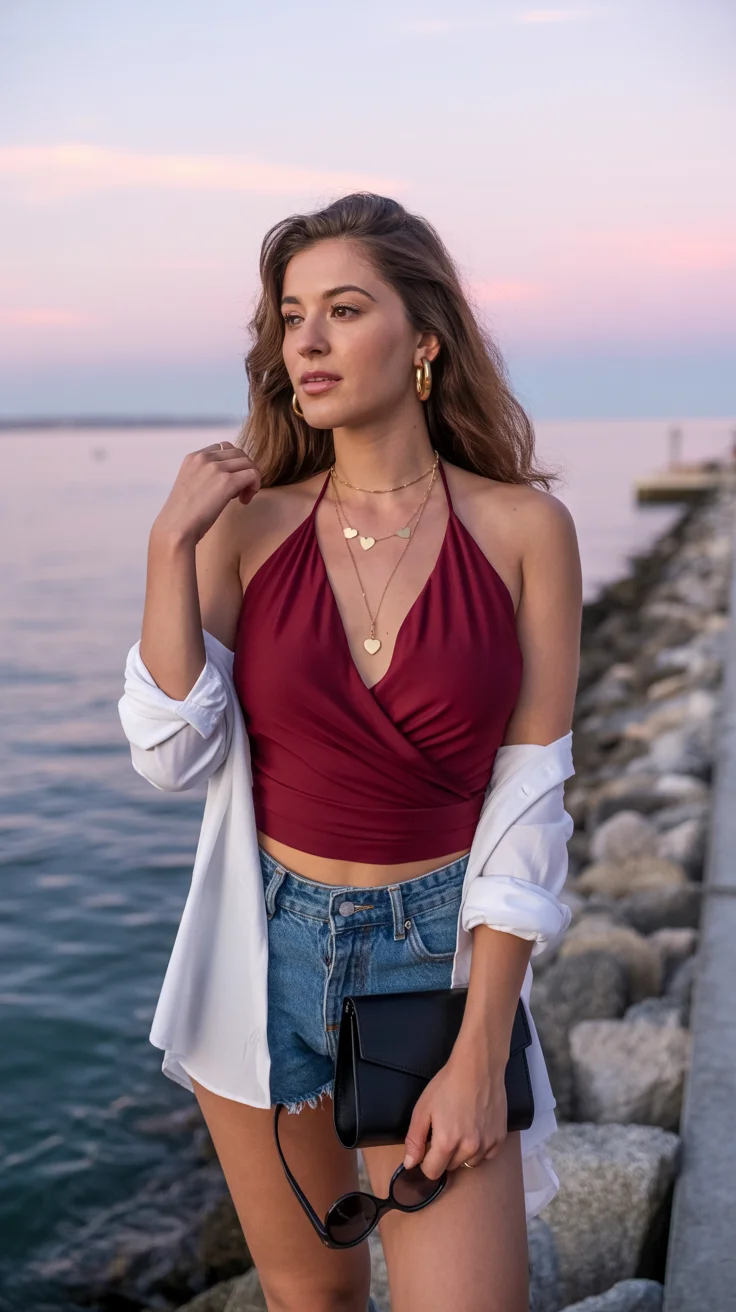 summer night going out outfits 2026 Sunset Reds and Effortless Denim