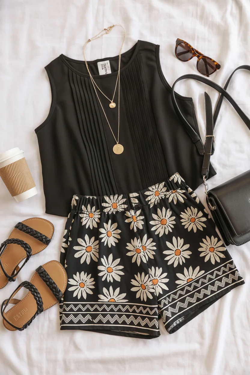 summer outfits for women 2026 Soft Contrast - The Modern Daisy Set That Feels Like Summer