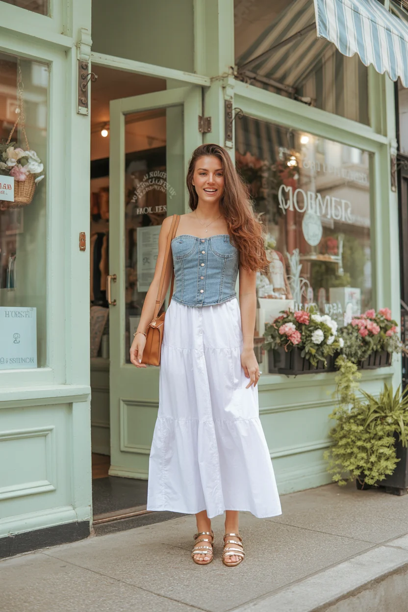 summer outfits for women 2026 Soft Structure - The Denim Corset Meets Summer Ease