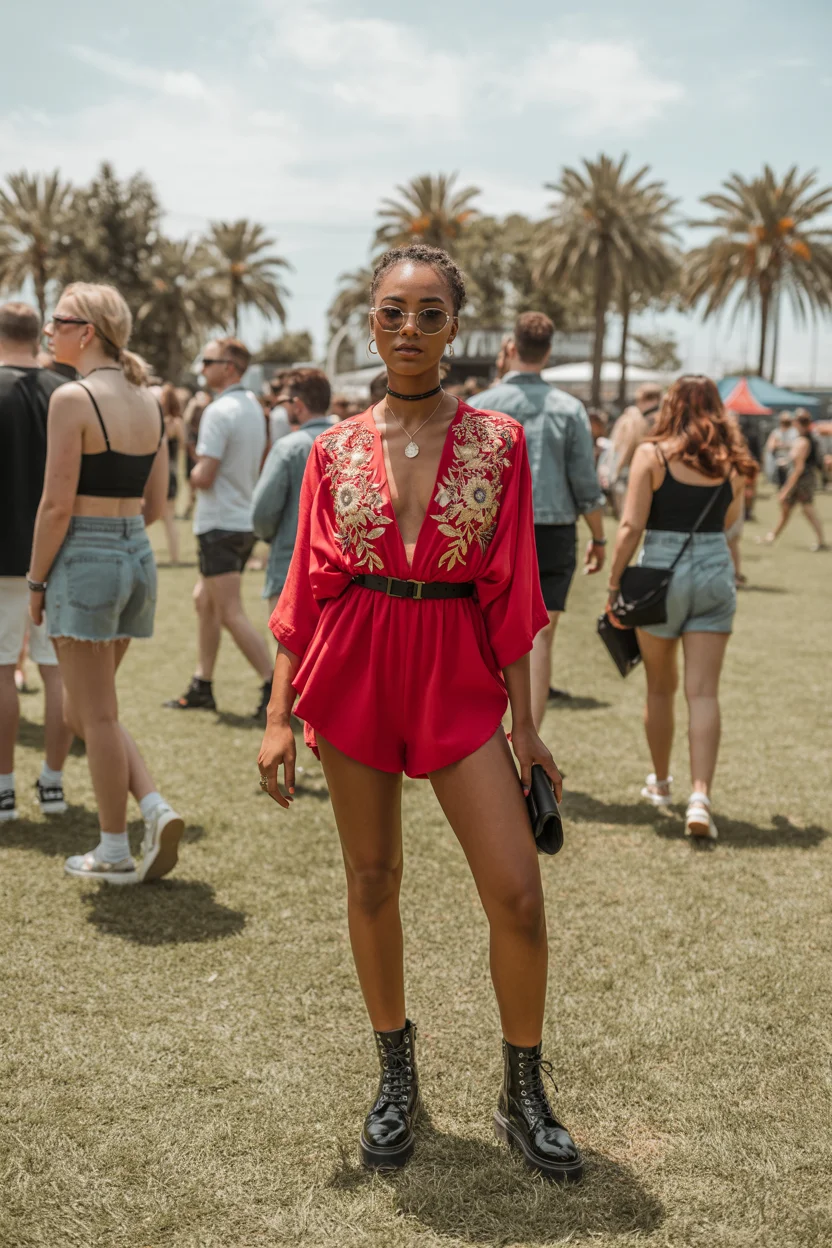 summer rave outfit for women 2026 Bold Red Statement with Effortless Movement