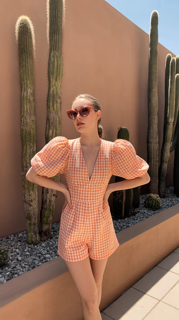 summer romper outfits for women 2026 Retro Gingham With a Modern Statement Shape