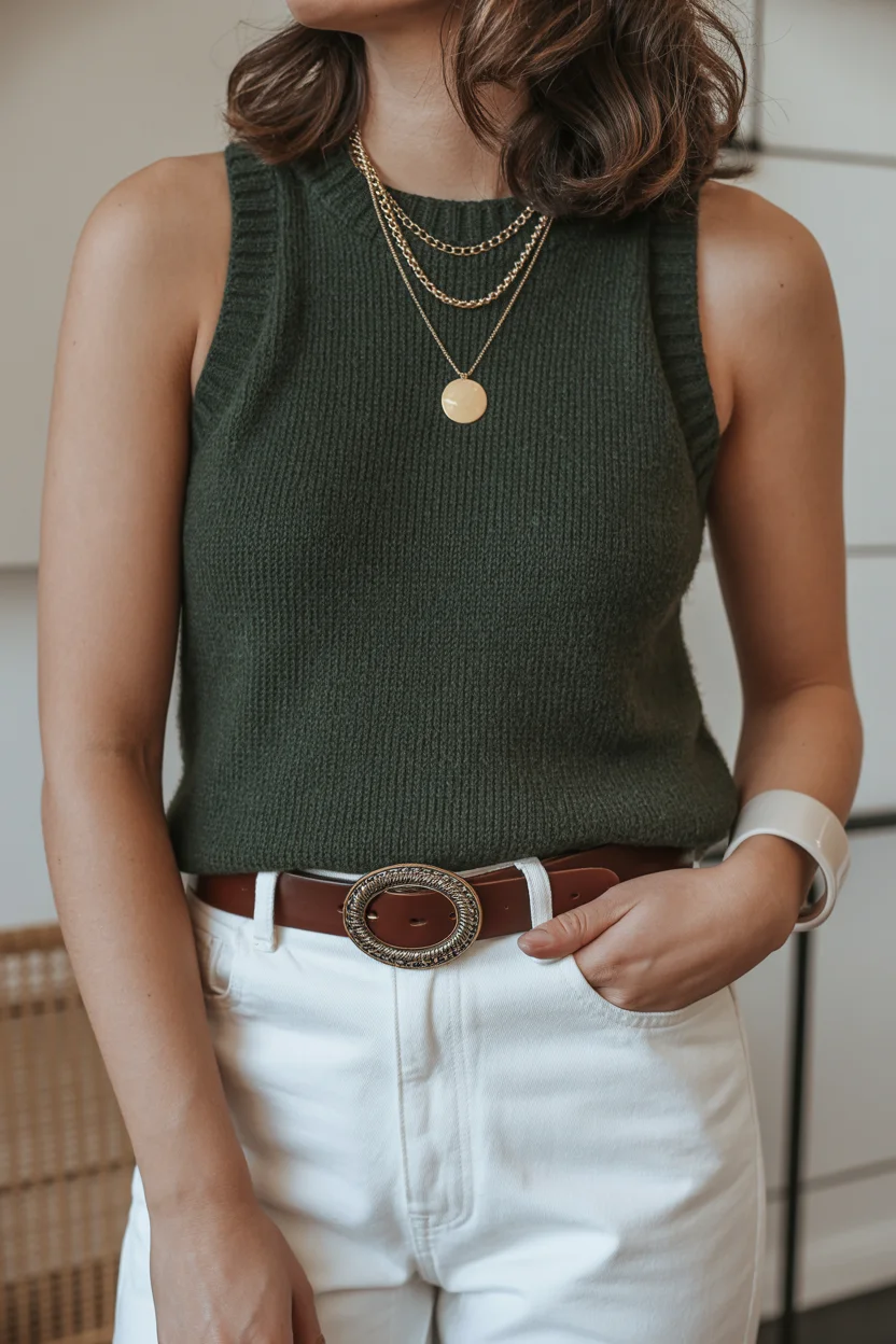 summer sleeveless tops for women 2026 Dark Knit Sleeveless Top - Rich Texture and Elevated Basics