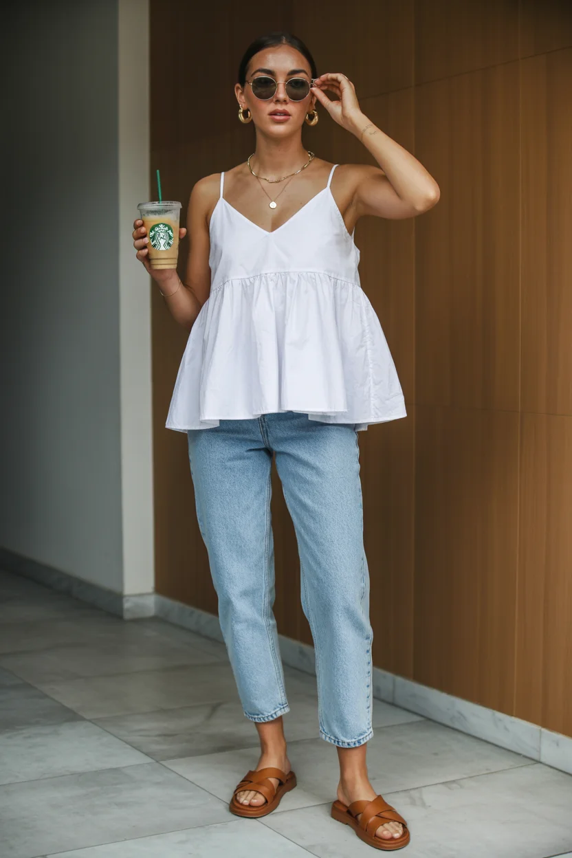 summer sleeveless tops for women 2026 White Flowy Sleeveless Top - Volume That Feels Effortless