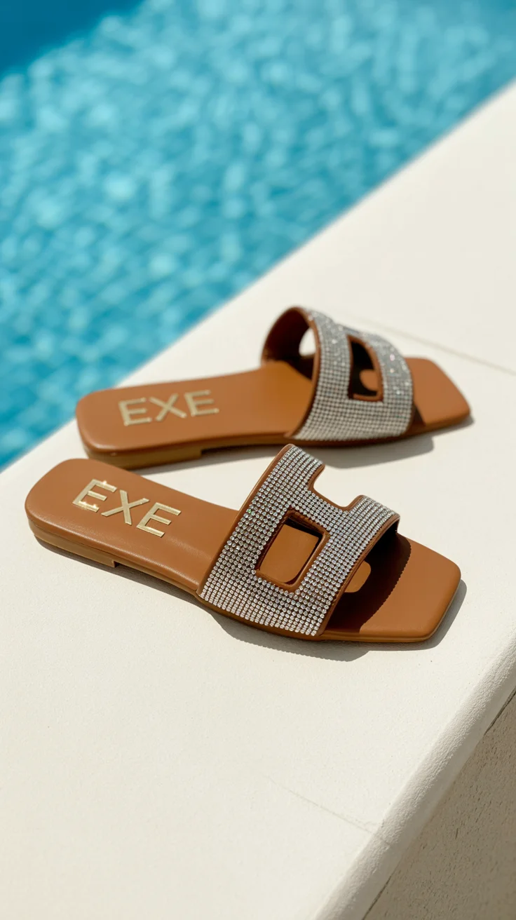summer slides for women 2026 Crystal Embellishments That Catch the Light Just Right