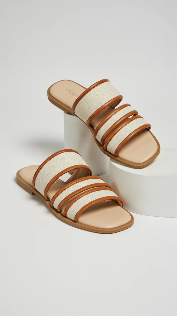 summer slides for women 2026 Layered Straps That Build a Structured Minimal Look