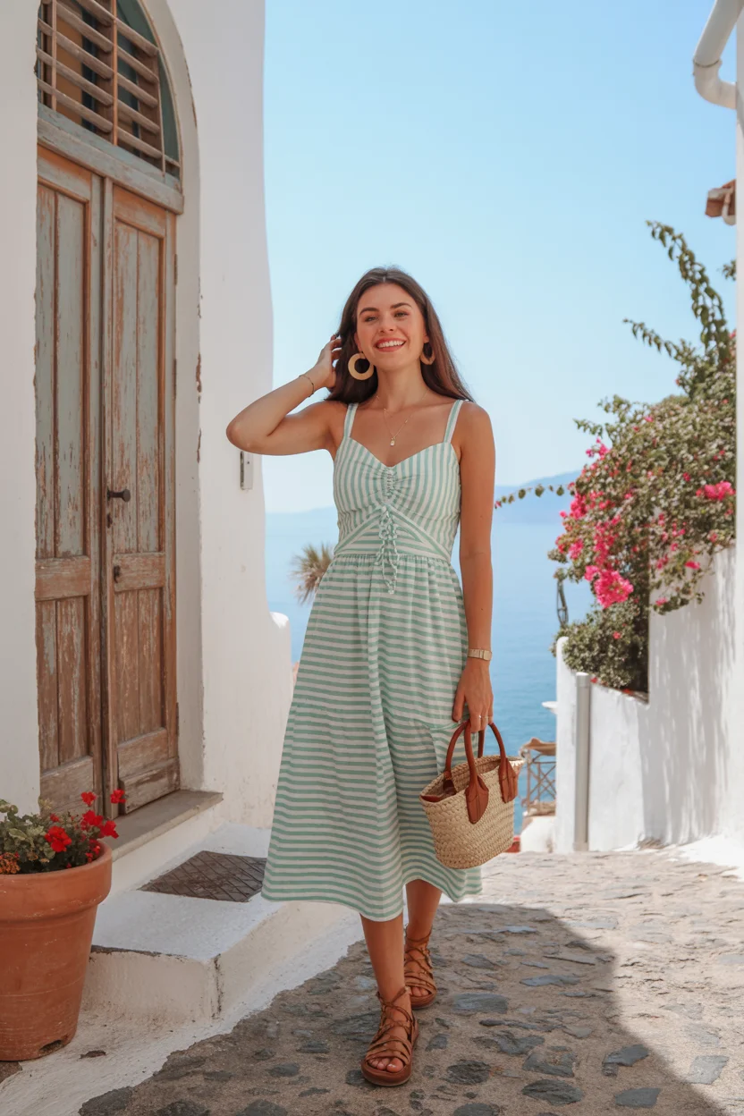summer sundresses for women 2026 Striped Simplicity with a Playful Twist