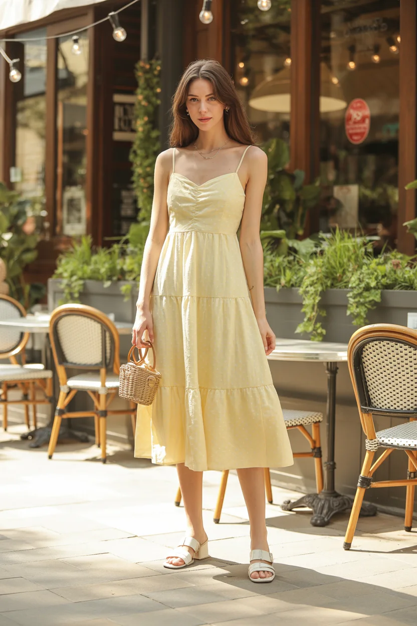 summer sundresses for women 2026 Soft Butter Yellow and Everyday Café Elegance