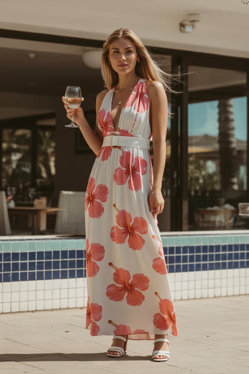 summer sundresses for women 2026 Tropical Florals and Poolside Statement Dressing