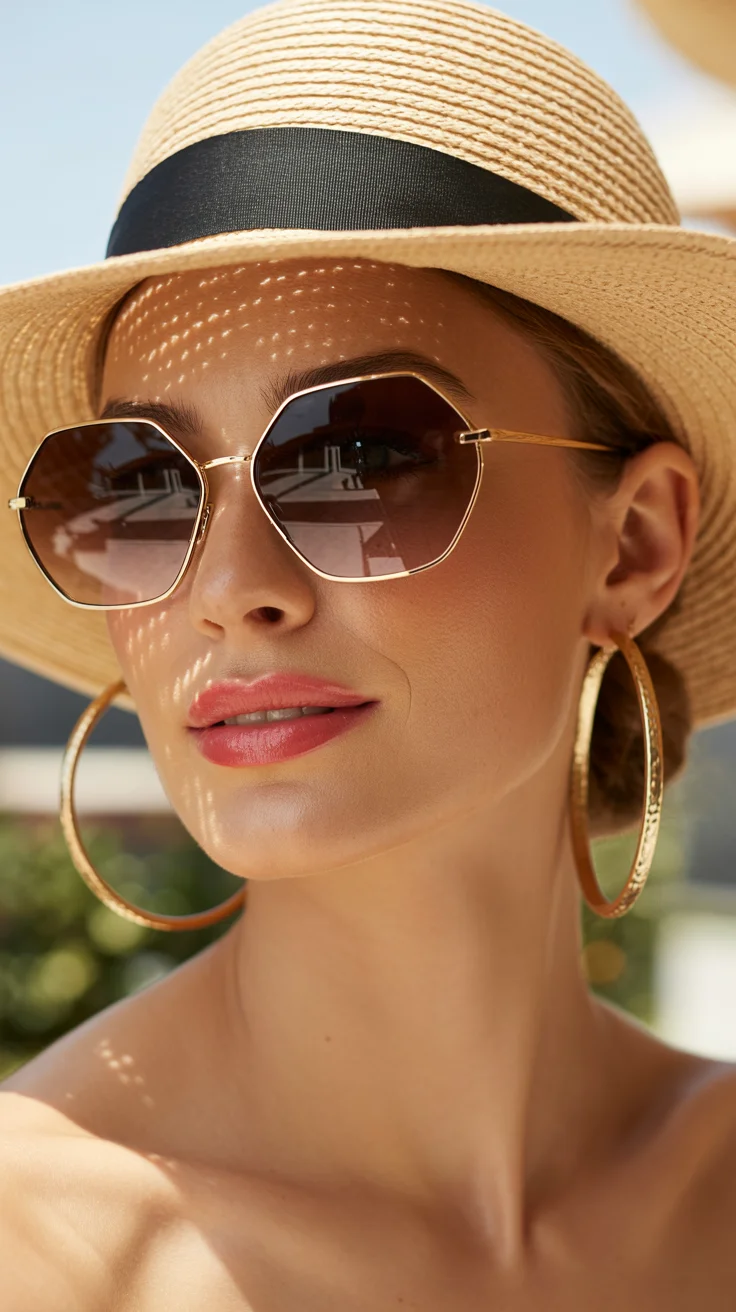 summer sunglasses for women 2026 Golden Hour Glam with Geometric Frames