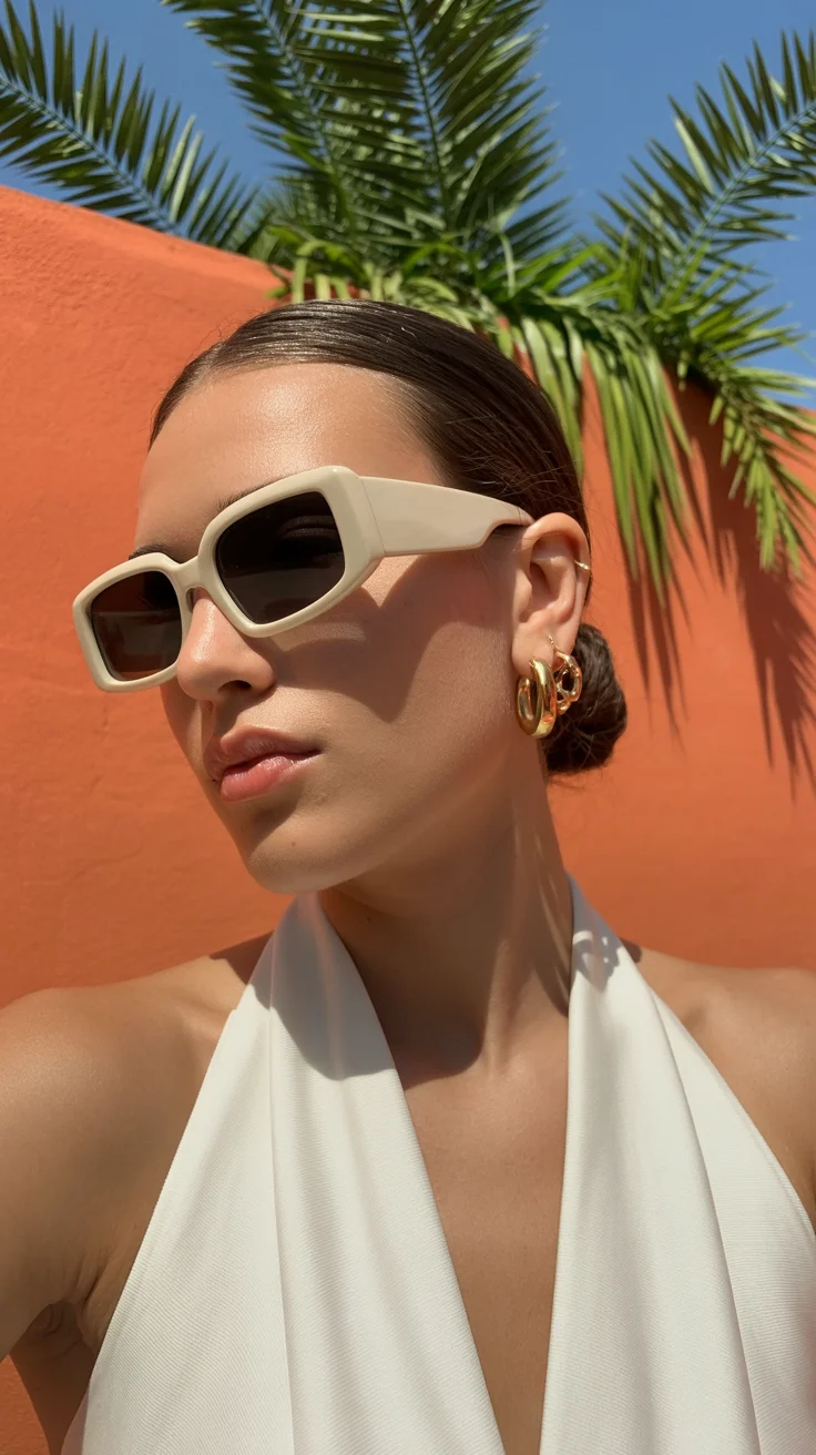 summer sunglasses for women 2026 Modern Minimalism with Cream Statement Frames