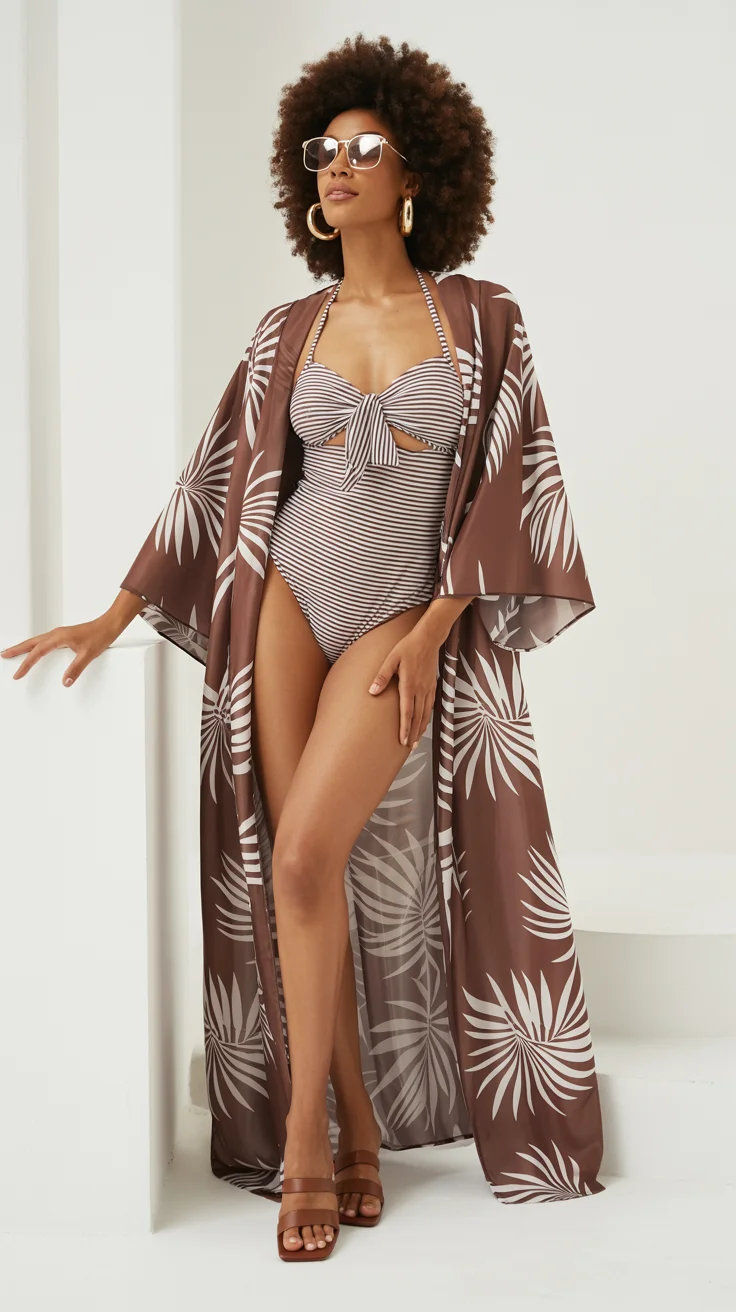 summer swimsuit cover ups 2026 Retro Minimalism