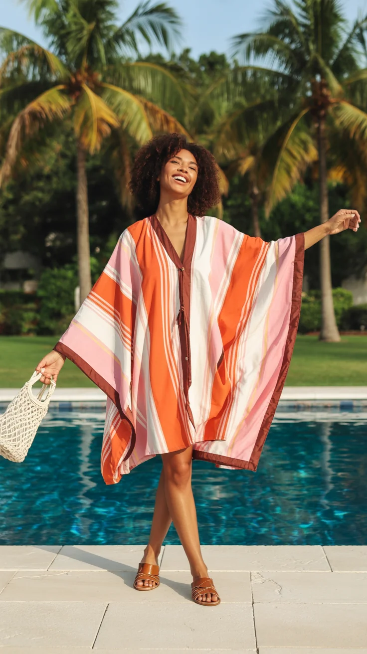 summer swimsuit cover ups 2026 Sunset Stripes