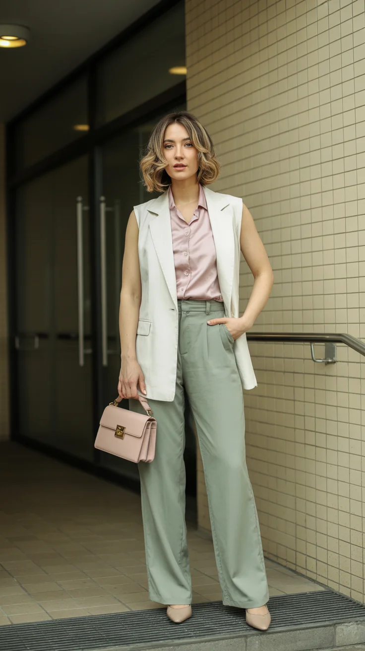 summer work outfits for the office 2026 Soft Tailoring in Muted Pastels