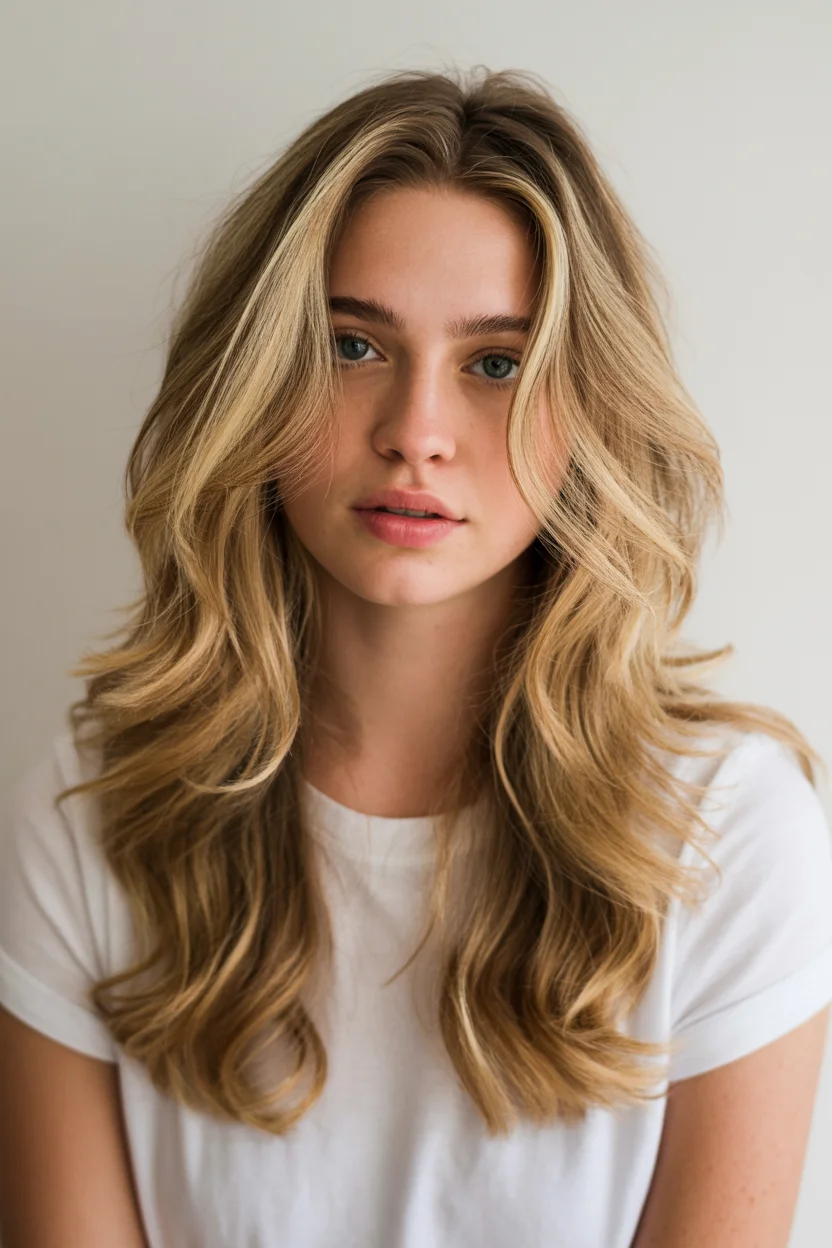 textured summer haircuts for long hair 2026 Golden Honey Layers with Soft Definition