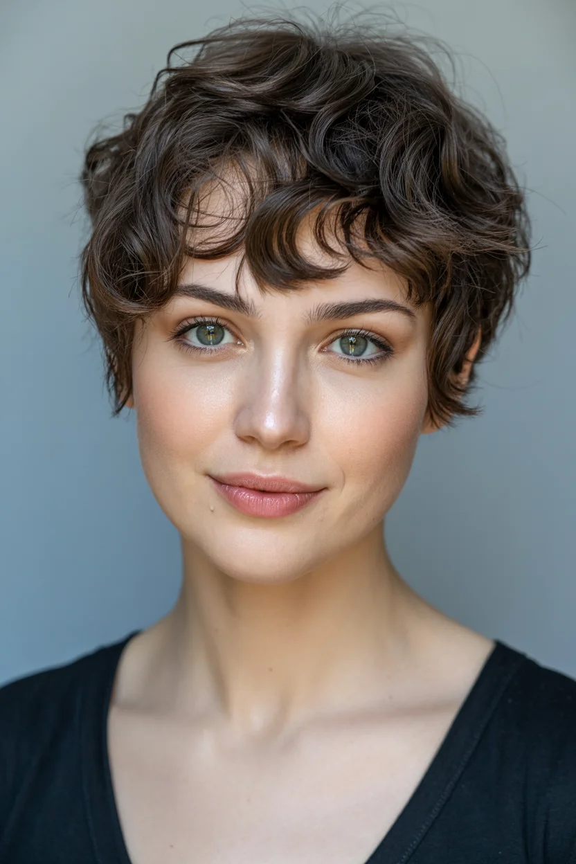 textured summer pixie haircuts 2026 Curly Micro-Pixie with Playful Volume