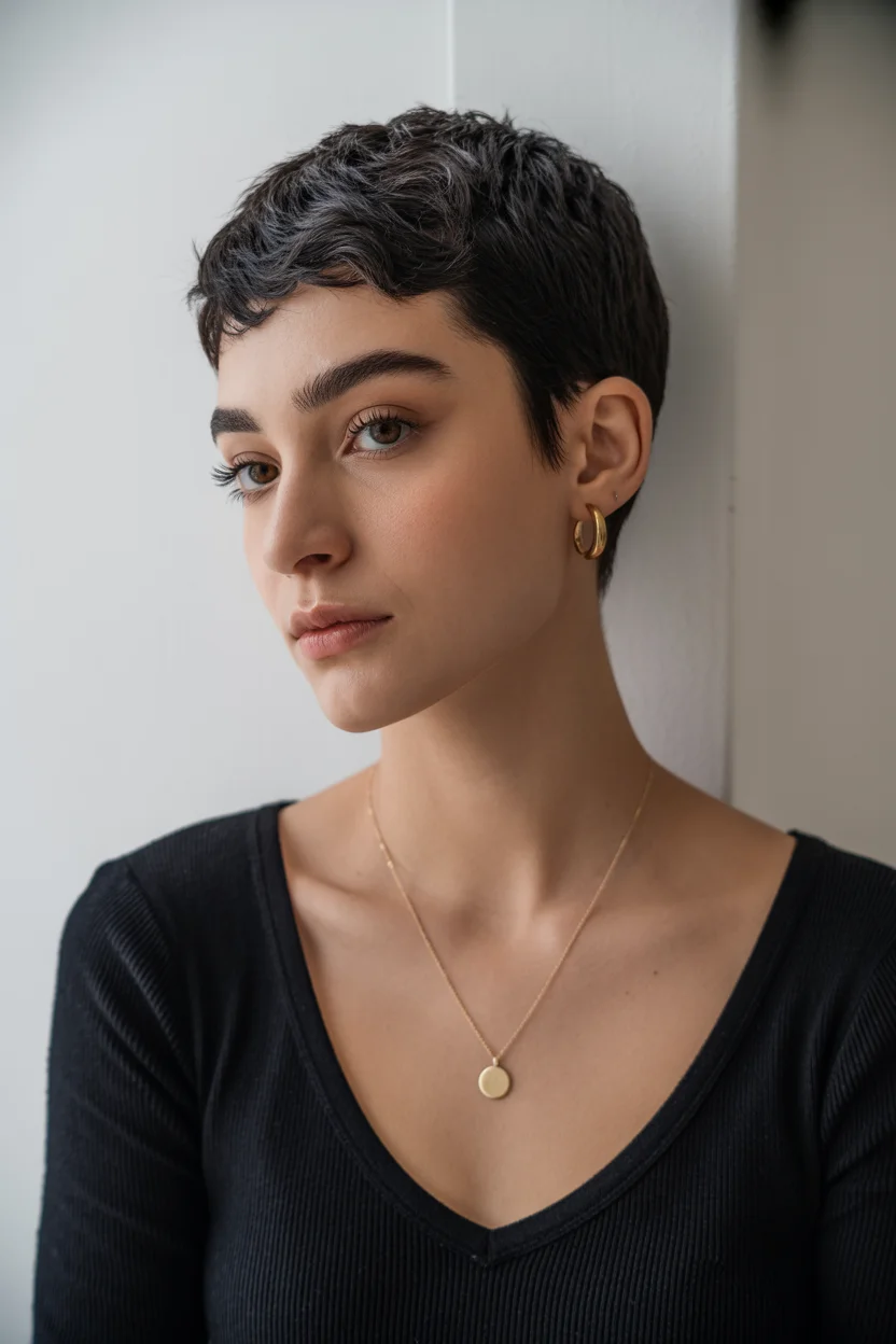textured summer pixie haircuts 2026 Ultra-Short Textured Crop with Clean Edges