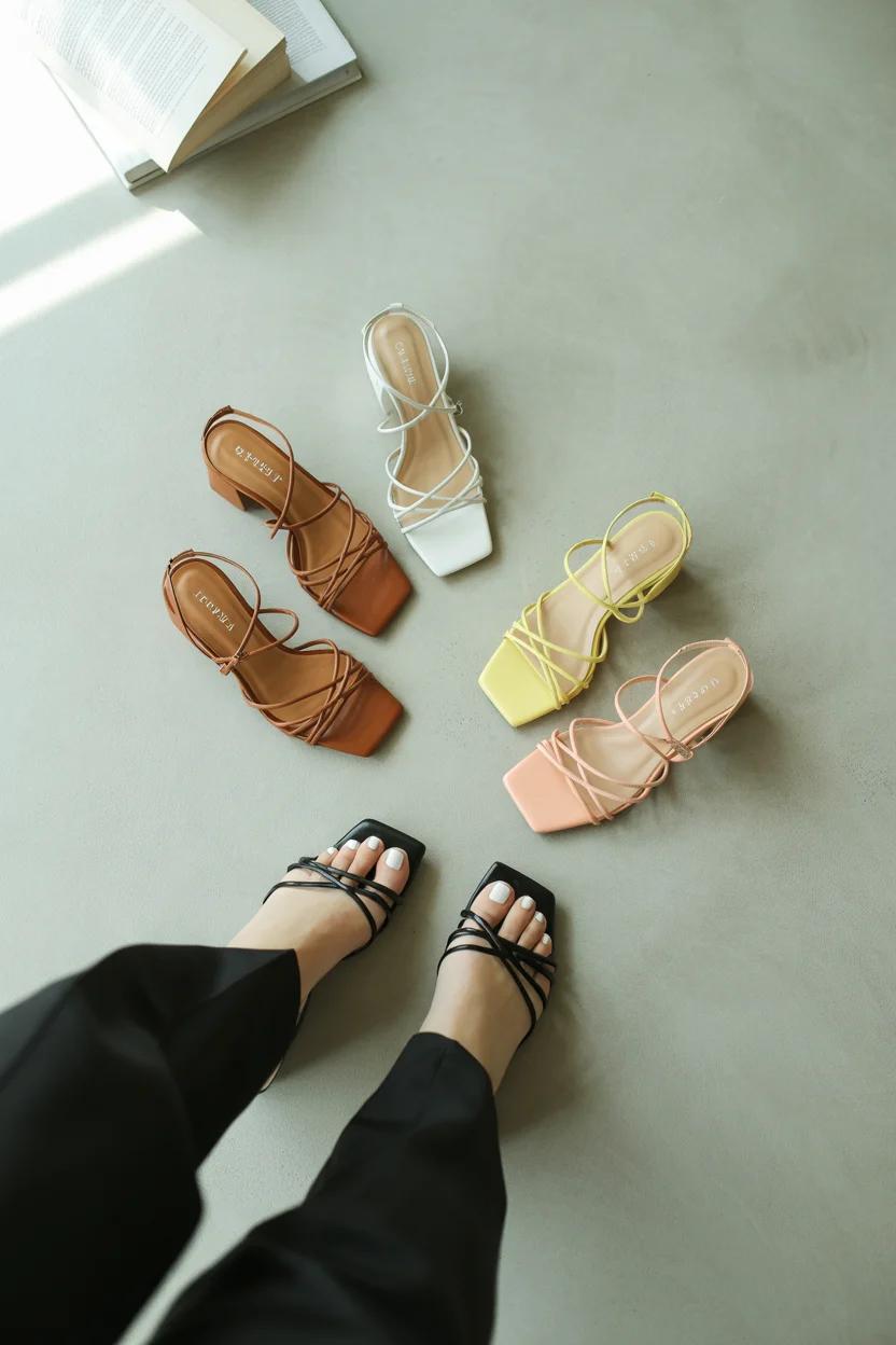 Trendy ideas for summer footwear 2026 lace-up minimal heels - color choice and personal mood